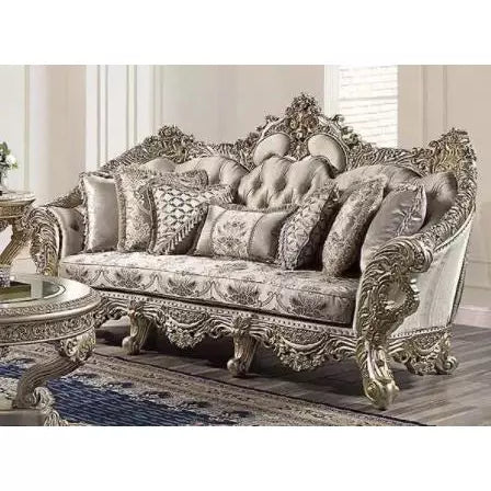 Acme Furniture Danae Sofa - Back in Fabric, Champagne & Gold Finish LV01193-1