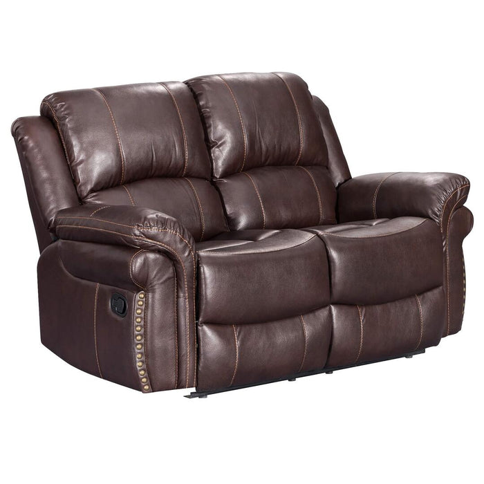 Sunset Trading Glorious Dual Reclining Loveseat | Manual Recliner | Brown Faux Leather SU-GL-U9521L