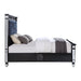 Acme Furniture Varian II Ek Bed in Mirrored, Dark Navy Velvet & Black & Sliver Finish BD00583EK