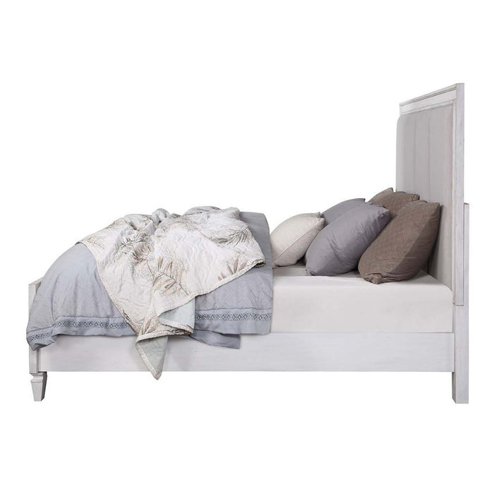 Acme Furniture Katia Ek Bed in Light Gray Linen, Rustic Gray & Weathered White Finish BD00659EK
