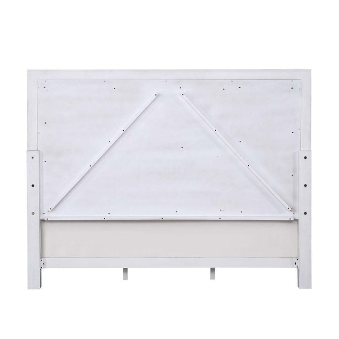Acme Furniture Katia Ek Bed in Light Gray Linen, Rustic Gray & Weathered White Finish BD00659EK