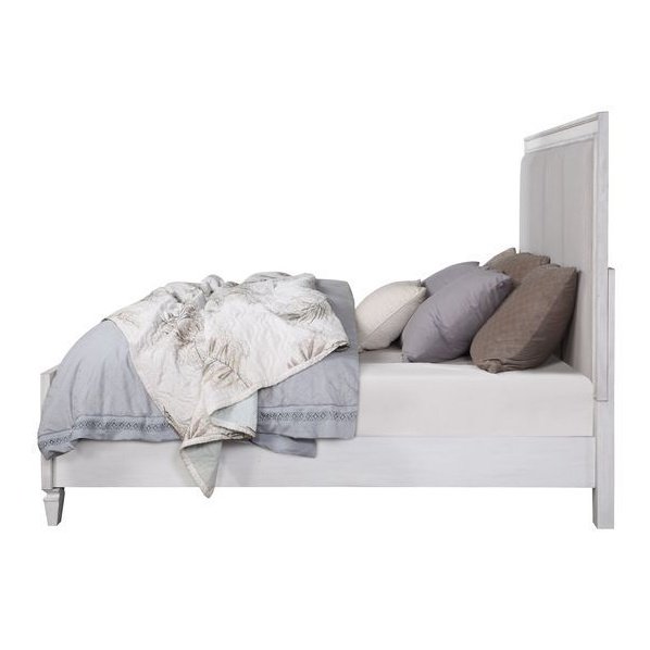 Acme Furniture Katia Queen Bed in Light Gray Linen, Rustic Gray & Weathered White Finish BD00660Q