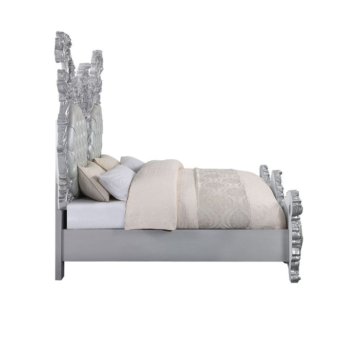 Acme Furniture Valkyrie Ek Bed in PU & Antique Platinum Finish BD00683EK