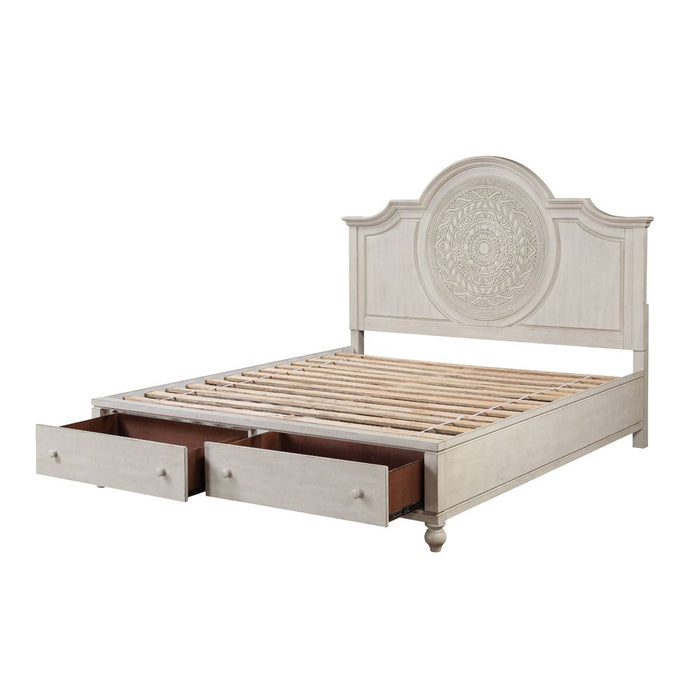Acme Furniture Roselyne Ek Bed in Antique White Finish BD00694EK