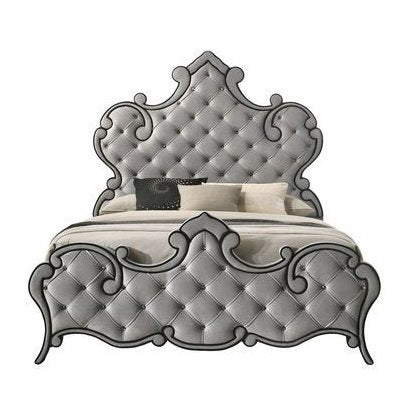 Acme Furniture Perine Ek Bed in Gray Velvet BD01061EK