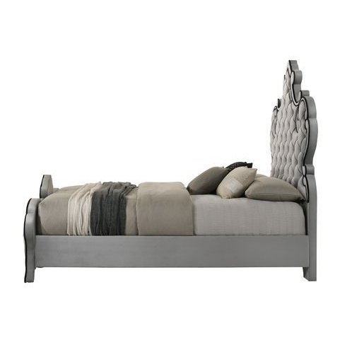 Acme Furniture Perine Ek Bed in Gray Velvet BD01061EK