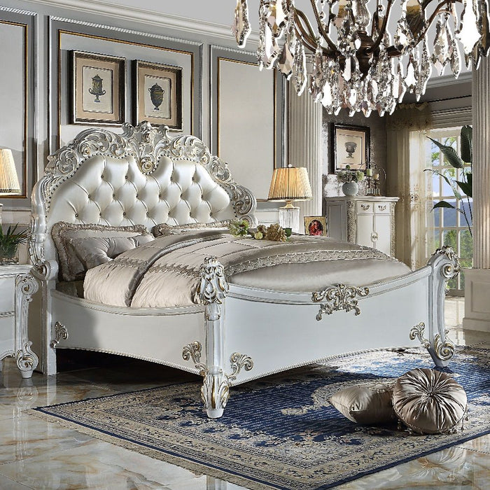 Acme Furniture Vendome Ck Bed in PU & Antique Pearl Finish BD01504CK