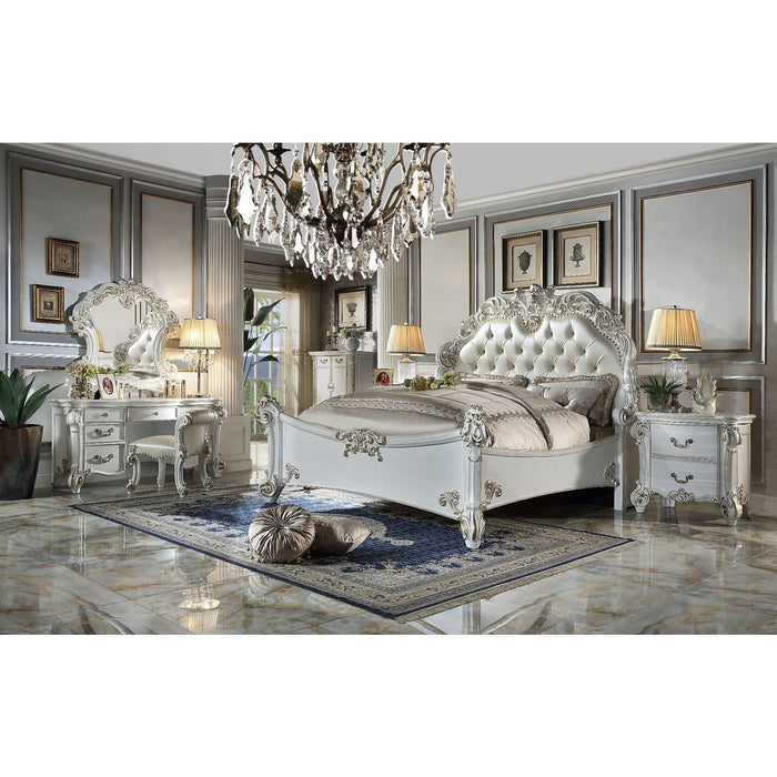 Acme Furniture Vendome Ck Bed in PU & Antique Pearl Finish BD01504CK