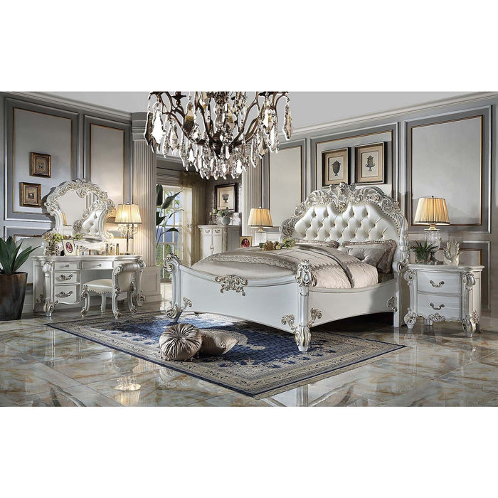 Acme Furniture Vendome Queen Bed in PU & Antique Pearl Finish BD01506Q