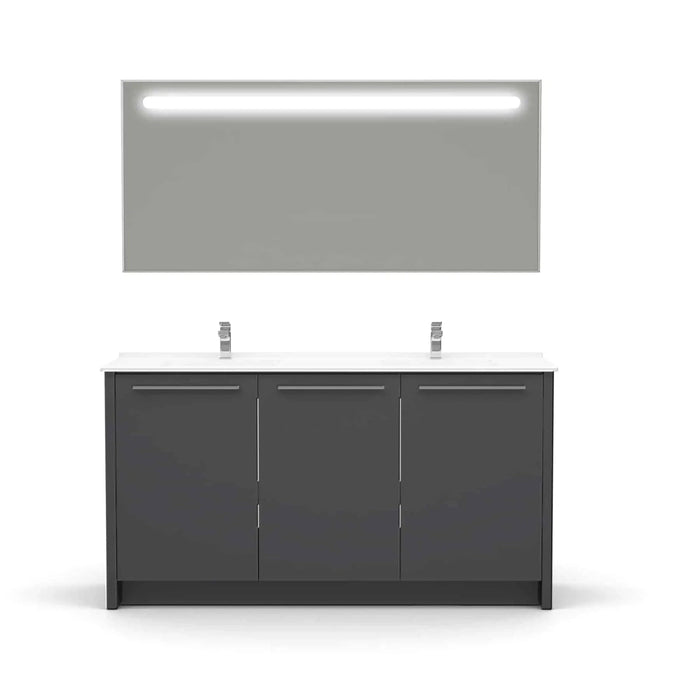 Casa Mare Benna 63" Bathroom Vanity and Double Sink Combo with LED Mirror