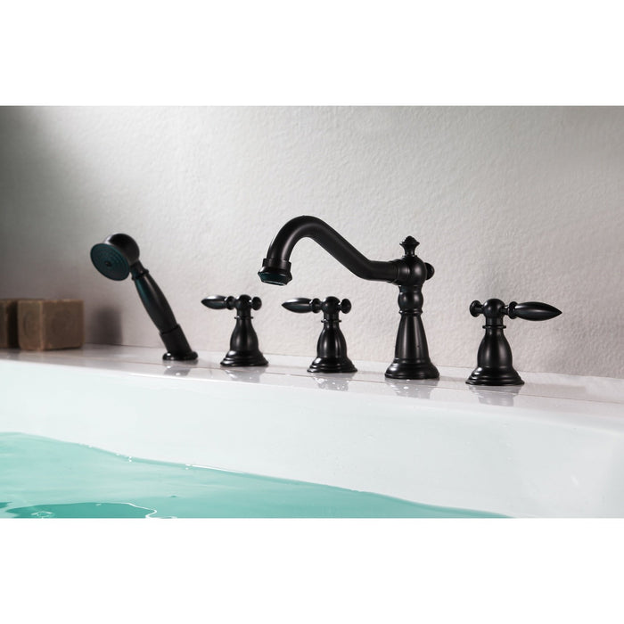 ANZZI Patriarch Series 3-Handle Roman Tub Faucet with Euro-Grip Handheld Sprayer