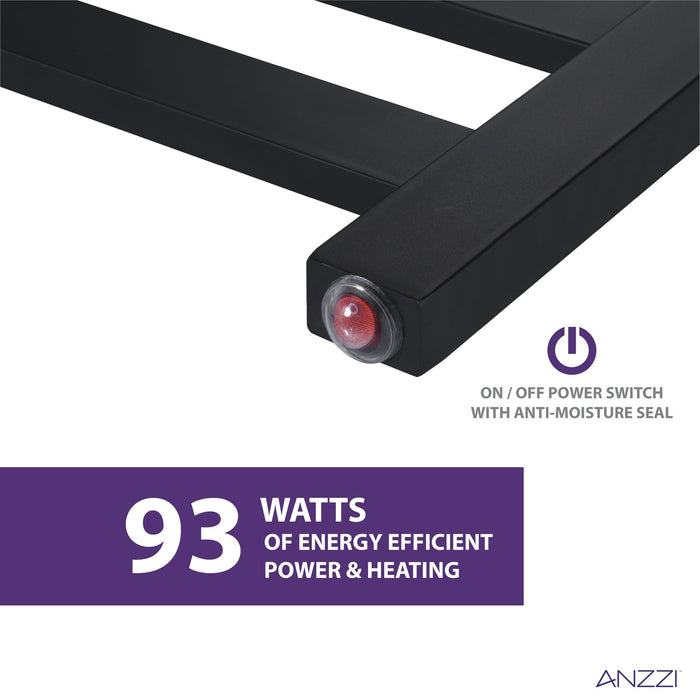 ANZZI Note Series 6-Bar Stainless Steel Wall-Mounted Electric Towel Warmer Rack in Matte Black Finish TW-AZ023MBK