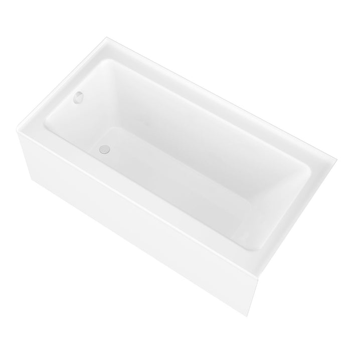 ANZZI Don Series White "60 x 32" Alcove Rectangular Bathtub with Built-In Flange and Frameless Matte Black Sliding Door