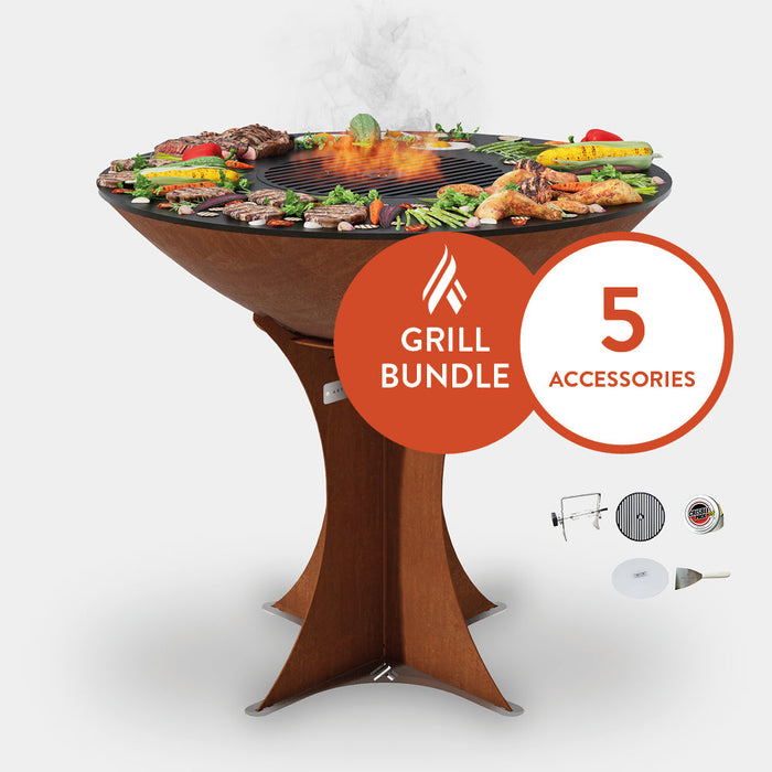 Arteflame Classic 40" Grill with Euro Base Home Chef Bundle With 5 Grilling Accessories.