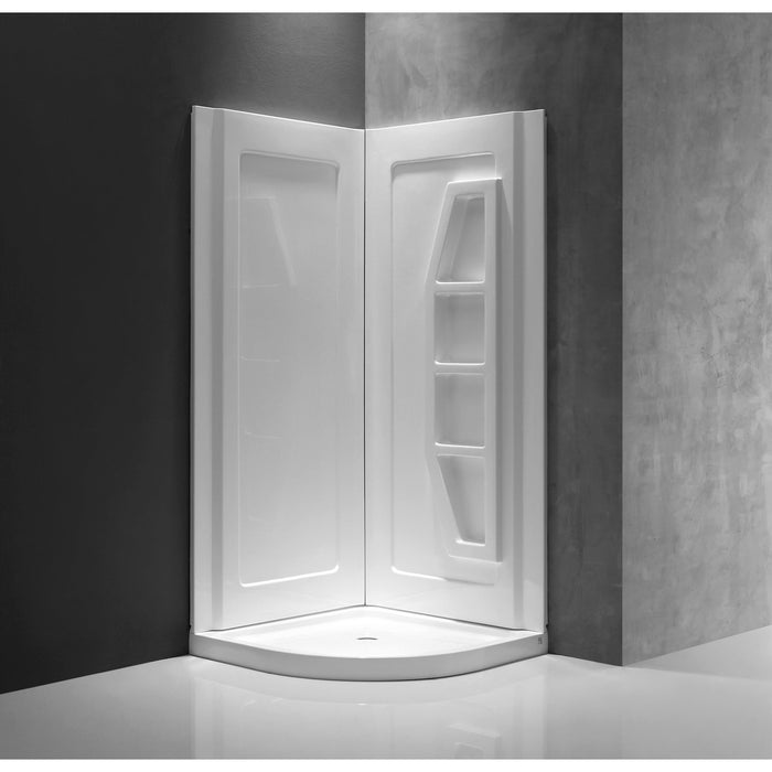 ANZZI Gradient Series 36" x 36" x 74" White Acrylic Corner Two Piece Shower Wall System with 4 Built-In Shelves SW-AZ006WH