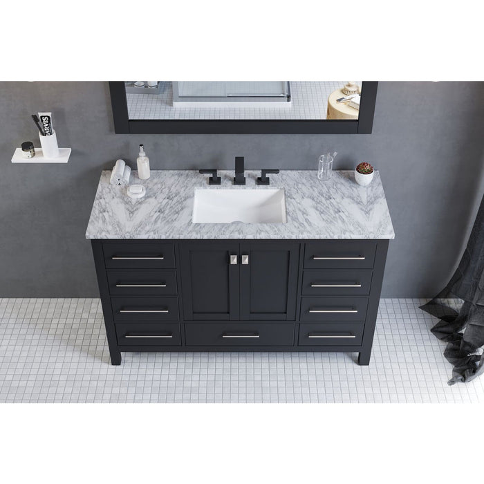 Eviva Aberdeen 48" Transitional Bathroom Vanity in Espresso, Gray or White Finish with White Carrara Marble Countertop and Undermount Porcelain Sink