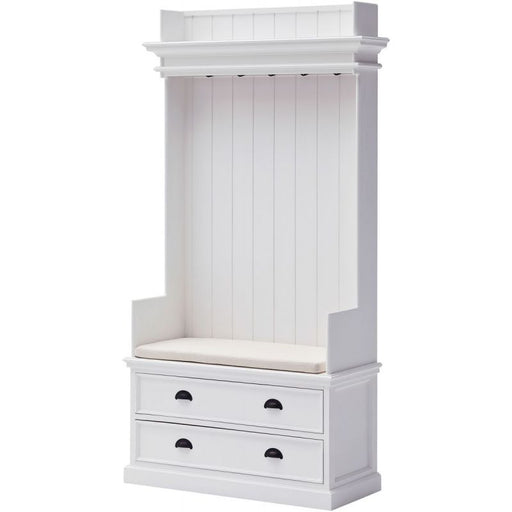 NovaSolo Halifax Entryway Coat Rack & Bench Unit White CA581