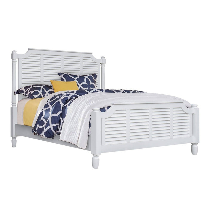 Sunset Trading White Shutter Wood Queen Bed | Coastal Queensize Bedroom Furniture CF-1105-0150-QB