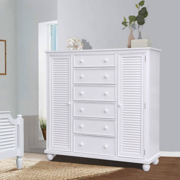 Sunset Trading White Shutter Wood Armoire CF-1142-0150