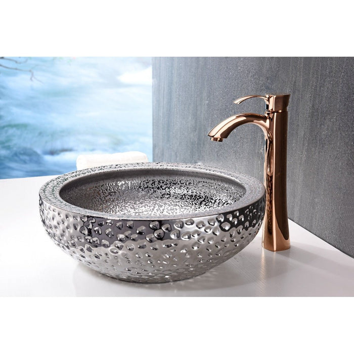 ANZZI Levi Series 17" x 17" Deco-Glass Round Vessel Sink with Polished Chrome Pop-Up Drain