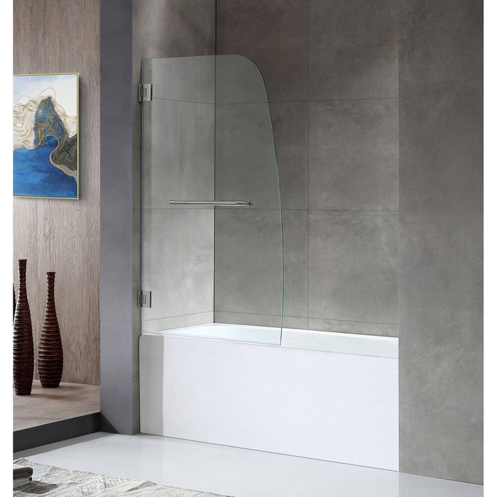ANZZI Vensea Series 34" x 58" Frameless Hinged Bathtub Shower Door with Tsunami Guard