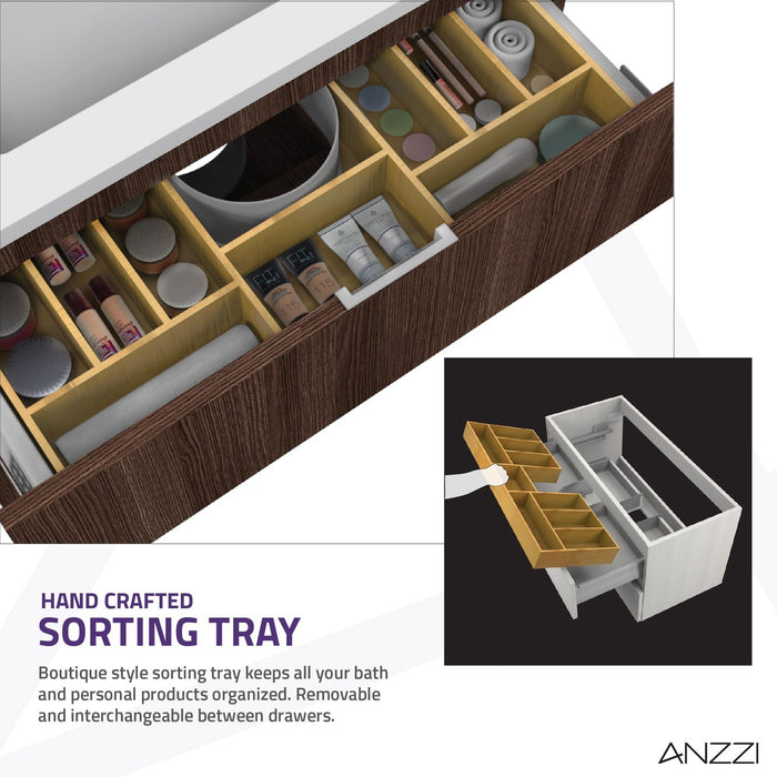 ANZZI Conques Series 30" x 20" Dark Brown Solid Wood Single Bathroom Vanity Set with 24" LED Mirror VT-MR3CT30-DB