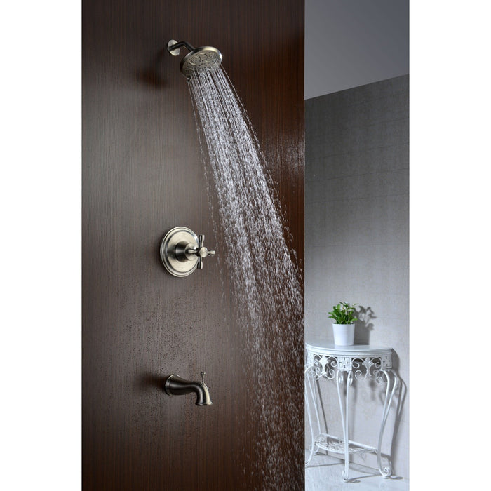 ANZZI Mesto Series Wall-Mounted Single Handle Heavy Rain Shower Head with Bath Faucet Set in Brushed Nickel Finish SH-AZ034