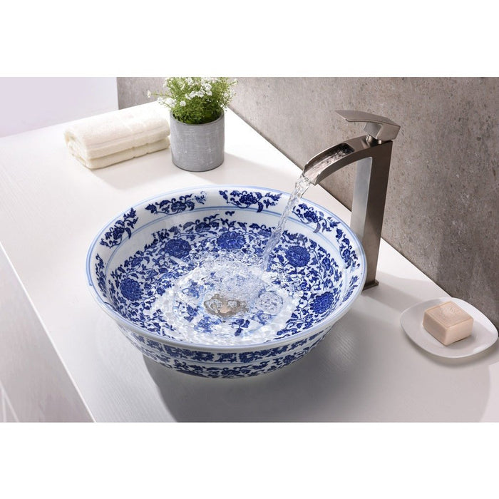 ANZZI Cadence Series 16" x 16" Deco-Glass Round Vessel Sink with Polished Chrome Pop-Up Drain