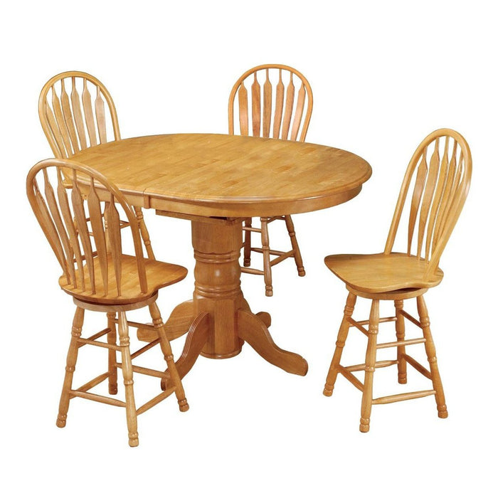 Sunset Trading Oak Selections 5 Piece 66" Oval Extendable Pedestal Pub Set | Butterfly Leaf Counter Height Dining Table | 4 Swivel Barstools | Seats 6 DLU-TBX4266CB-B24-LO5PC