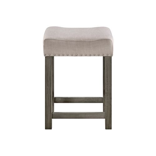 Acme Furniture Wandella 4pc Counter Height Table Set W/Usb in Beige Fabric, Marble Top & Weathered Gray Finish DN00088