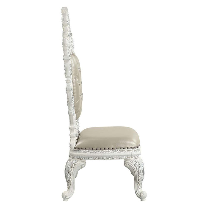 Acme Furniture Vanaheim Side Chair Set-2 in Beige PU & Antique White Finish DN00679