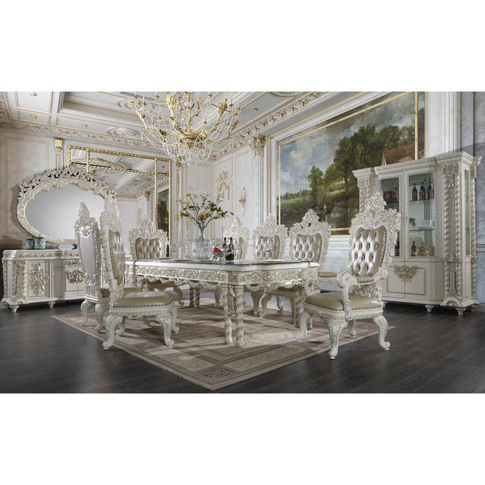 Acme Furniture Vanaheim Side Chair Set-2 in Beige PU & Antique White Finish DN00679