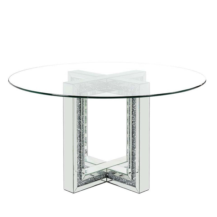 Acme Furniture Noralie Dining Table in Mirrored & Faux Diamonds DN00715