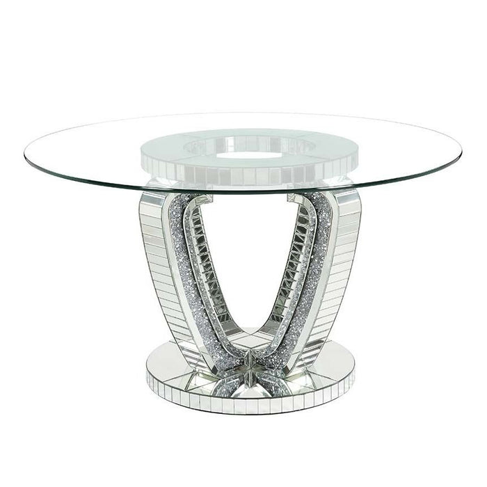 Acme Furniture Noralie Dining Table in Mirrored & Faux Diamonds DN00717