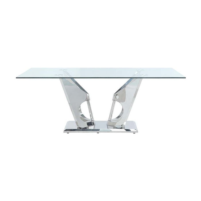 Acme Furniture Azriel Dining Table in Clear Glass & Mirrored Silver Finish DN01191