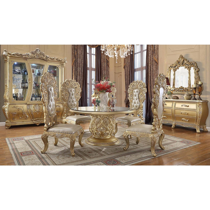 Acme Furniture Cabriole Dining Table in Gold Finish DN01481