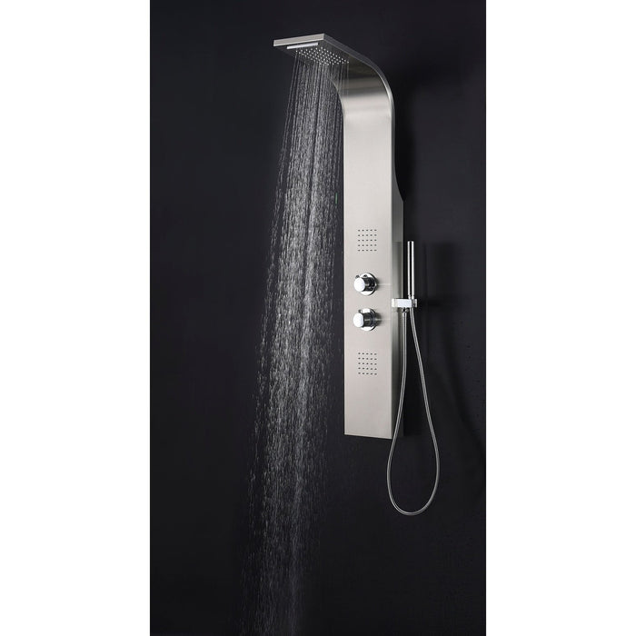 ANZZI Anchorage Series 51" 2-Jetted Full Body Shower Panel in Brushed Stainless Steel Finish with Heavy Rain Shower Head and Euro-Grip Hand Sprayer SP-AZ038