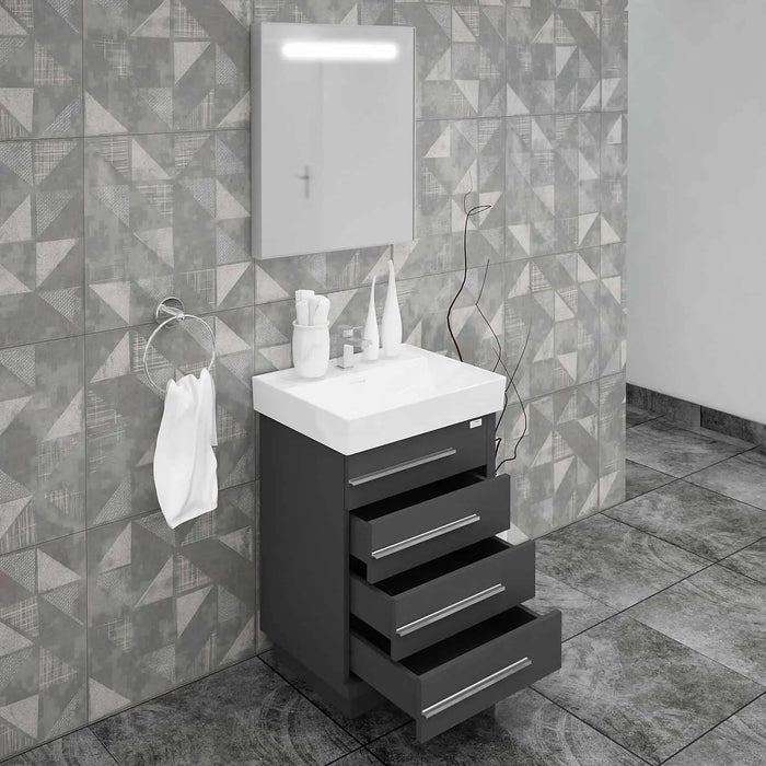 Casa Mare Domenico 32" Bathroom Vanity and Ceramic Sink Combo with LED Mirror