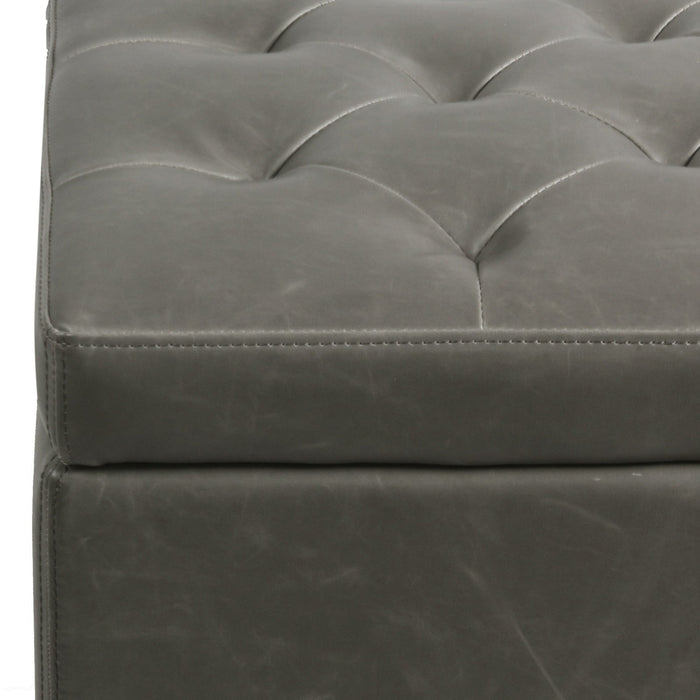 New Pacific Direct Julian Rectangular Bonded Leather Storage Ottoman 194424B-V04