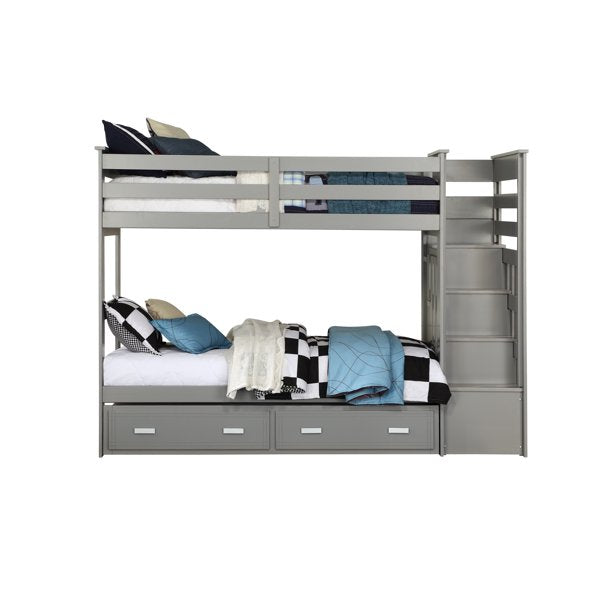 Acme Furniture Allentown Twin/Twin Bunk Bed W/Trundle &storage in Gray Finish 37870