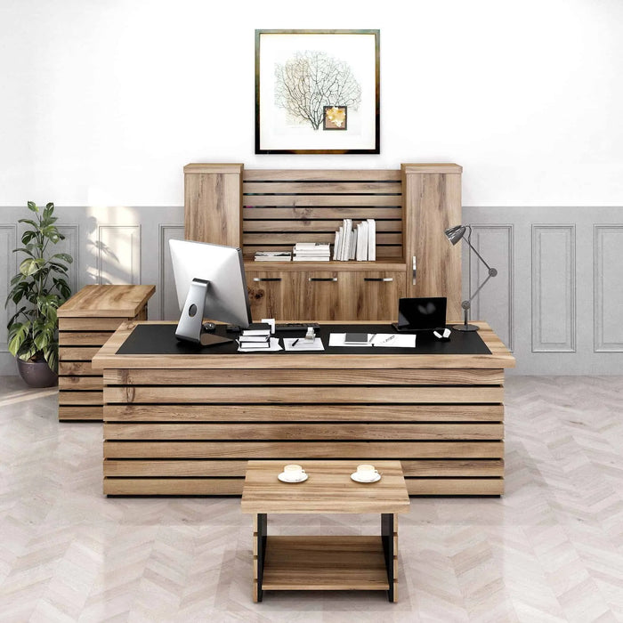 Casa Mare ELISE 87″ Modern Home & Office Furniture Desk Rustic Brown & Black