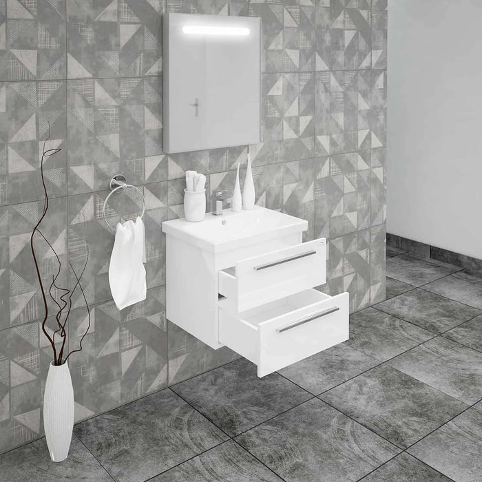 Casa Mare Elke 24" Bathroom Vanity and Ceramic Sink Combo with LED Mirror