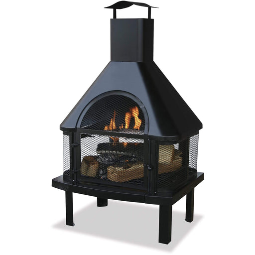 Endless Summer Black Wood Burning Outdoor Firehouse with Chimney WAF1013C