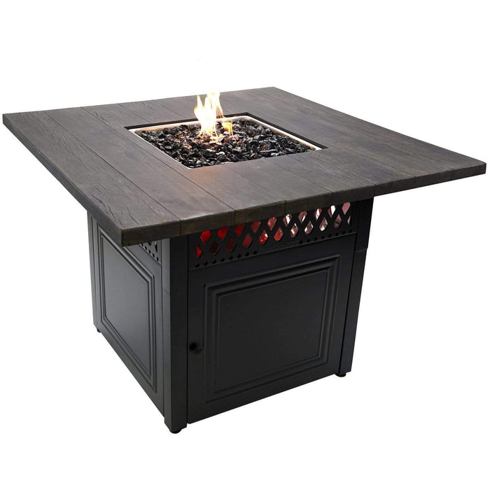 Endless Summer The Benjamin, Dual Heat LP Gas Outdoor Firepit/Patio Heater with Wood Look Resin Mantel GAD19106ES