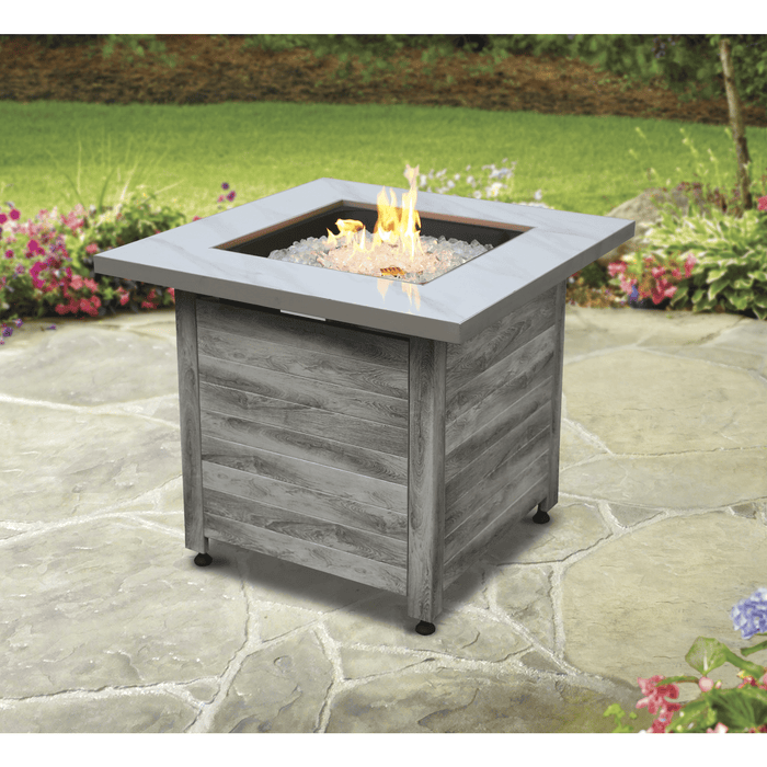 Endless Summer The Chesapeake, LP Gas Fire Pit 30" Faux Marble Top Faux Weather Wood Base GAD15274SP