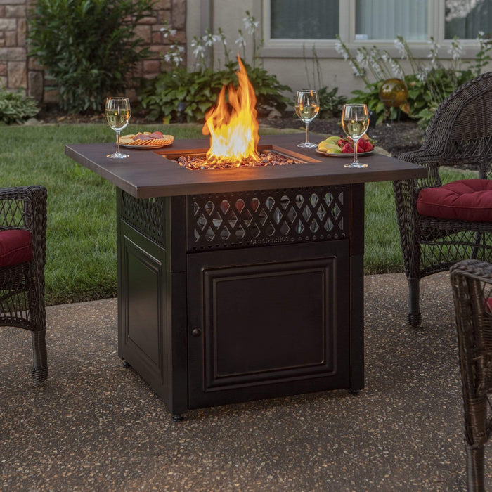 Endless Summer The Donovan, Dual Heat LP Gas Outdoor Fire Pit/Patio Heater with Wood Look Resin Mantel GAD19102ES