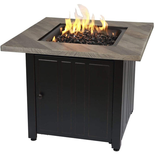 Endless Summer The Harper, 30" Square Gas Outdoor Fire Pit with Printed Cement Resin Mantel GAD15299ES