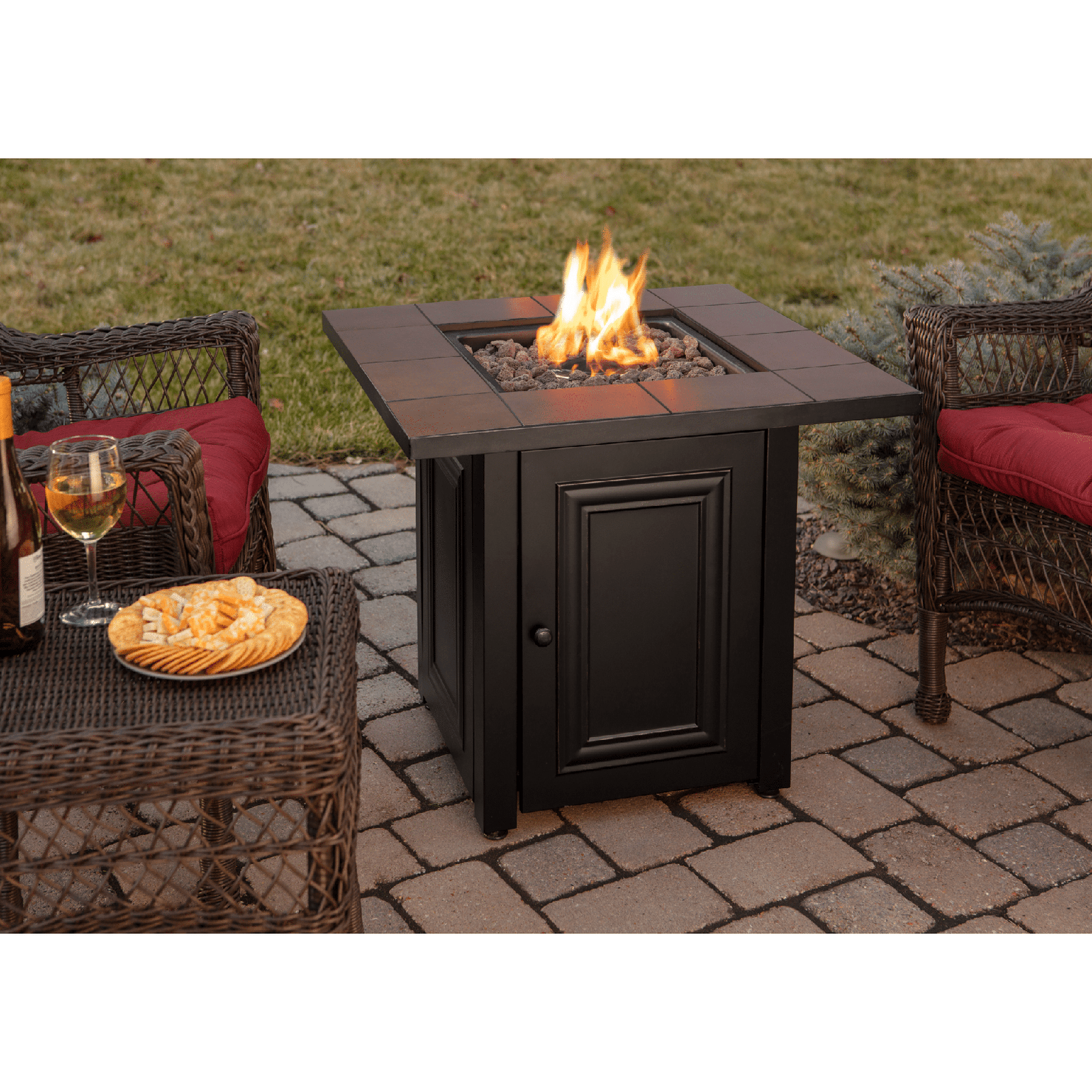 Endless Summer The Vanderbilt, LP Gas Outdoor Fire Pit with Ceramic Ti