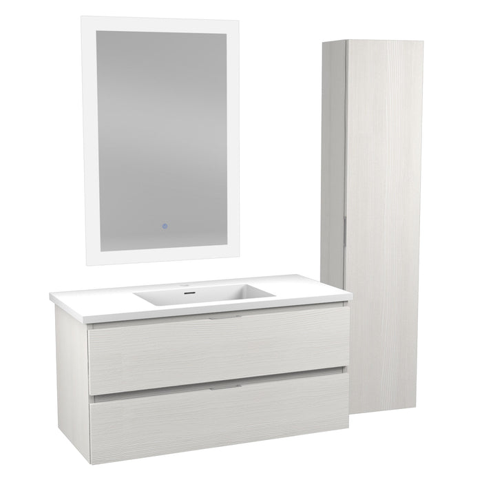 ANZZI Conques 39" x 20" Rich White Solid Wood Single Bathroom Vanity Set VT-MR3SCCT39-WH