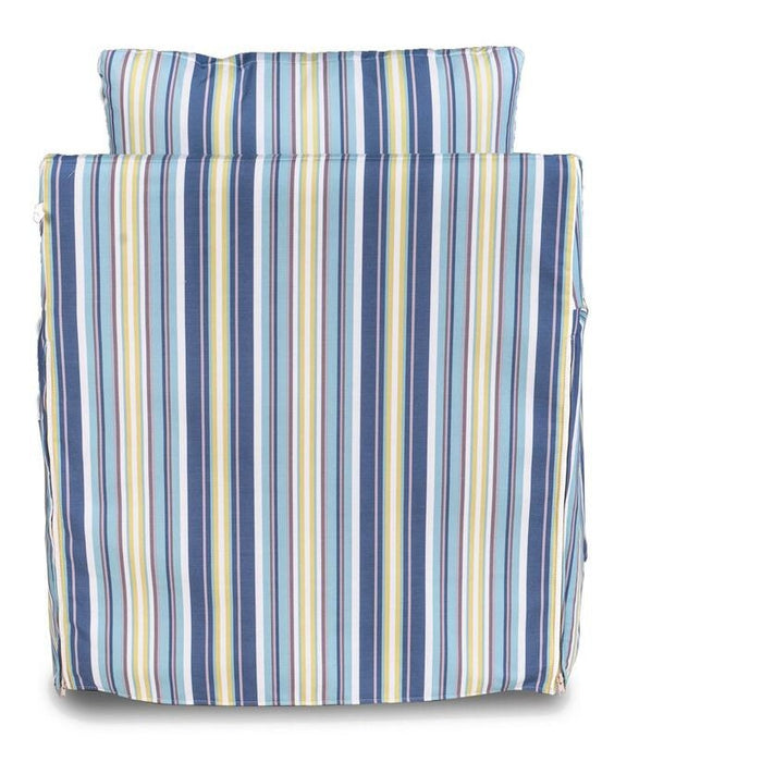 Sunset Trading Seaside Beach Striped Swivel Chair | Stain Resistant Performance Fabric | Box Cushion | Track Arm SU-159593-395245